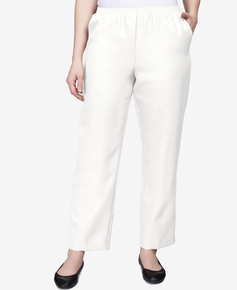 Alfred Dunner Womenâ€™s All Around Elastic Waist Polyester Cropped Missy Pants - Pull-On Style, Classic Cut, Figure Flattering Relaxed Fit, White, 10 - Image 5